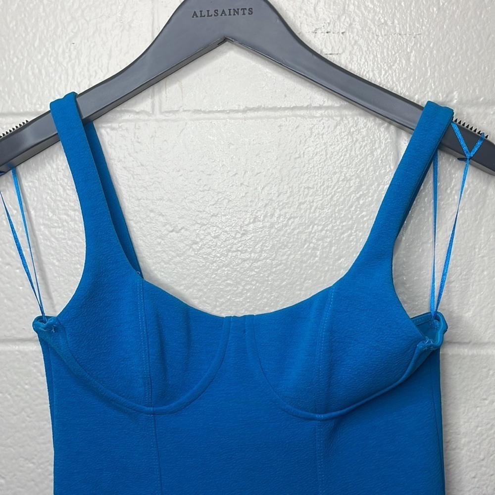 NWT Zara Electric Blue Corset Stitch Bodycon Mini Dress Size Small - Picture 5 of 12